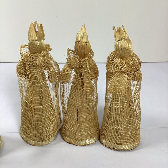 Christmas Nativity Set Handmade Raffia Straw 10 Pc Set Philippines Handcrafted - Picture 5 of 9